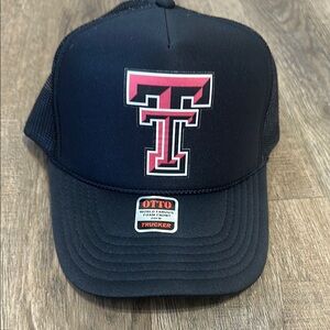 OTTO Black and Red Trucker Hat with Texas Tech Logo